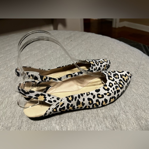 NAKED FEET Leva Sz 6.5 Leather Cheetah Print PointyToe SlingBack Flats Orig $125 - Picture 8 of 11